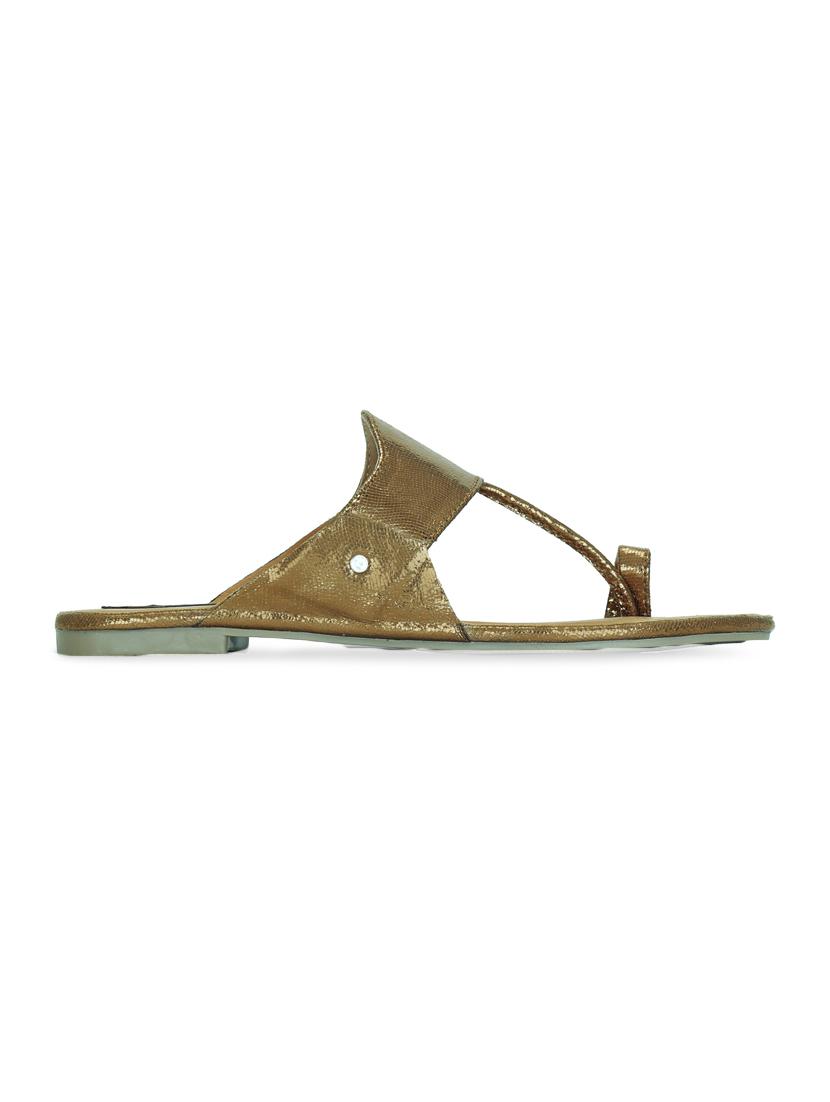 copper faux leather ethnic kolhapuris - 16096014 - Zoom Image - 2