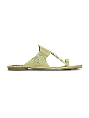 gold faux leather ethnic kolhapuris - 16096015 - Standard Image - 2