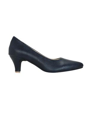 navy faux leather slip on pumps - 16096019 - Standard Image - 2