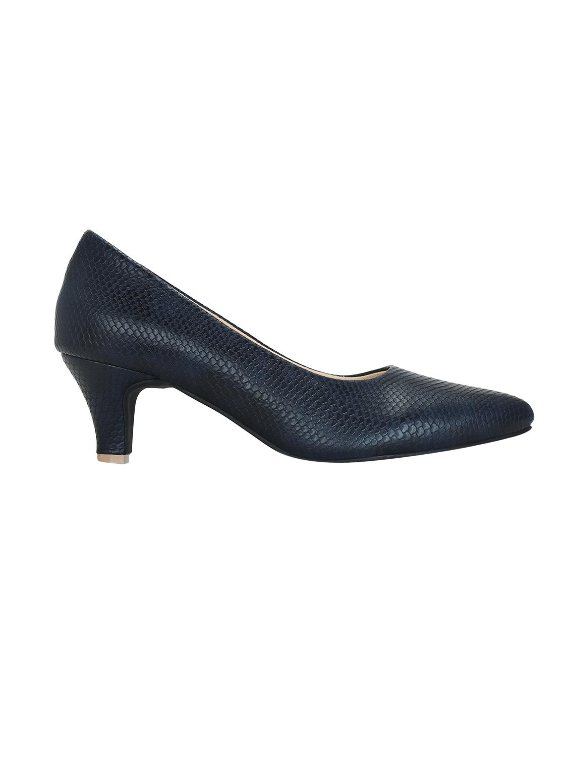 navy faux leather slip on pumps - 16096019 - Zoom Image - 2