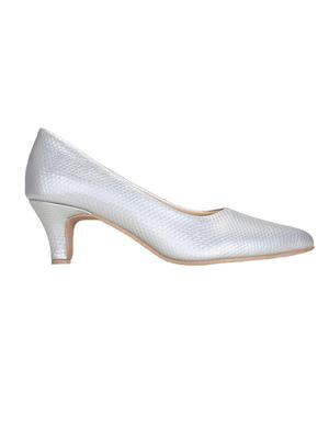 silver faux leather slip on pumps - 16096021 - Standard Image - 2