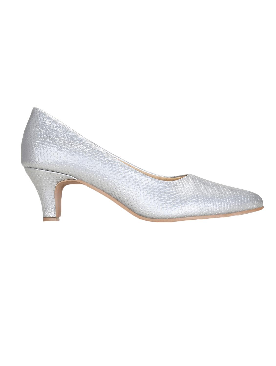 silver faux leather slip on pumps - 16096021 - Zoom Image - 2