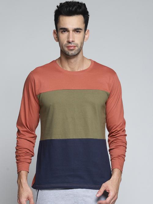 multi colored color block t-shirt - 16096138 - Standard Image - 1