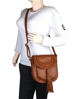 brown leatherette (pu) regular sling bag - 16098814 - Standard Image - 5