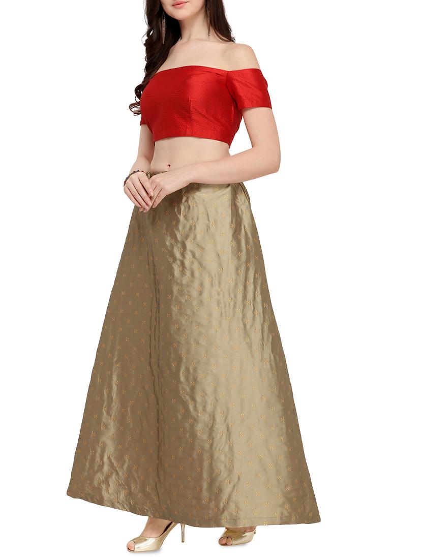 zari motif semi-stitched a-line lehenga - 16099169 - Zoom Image - 2