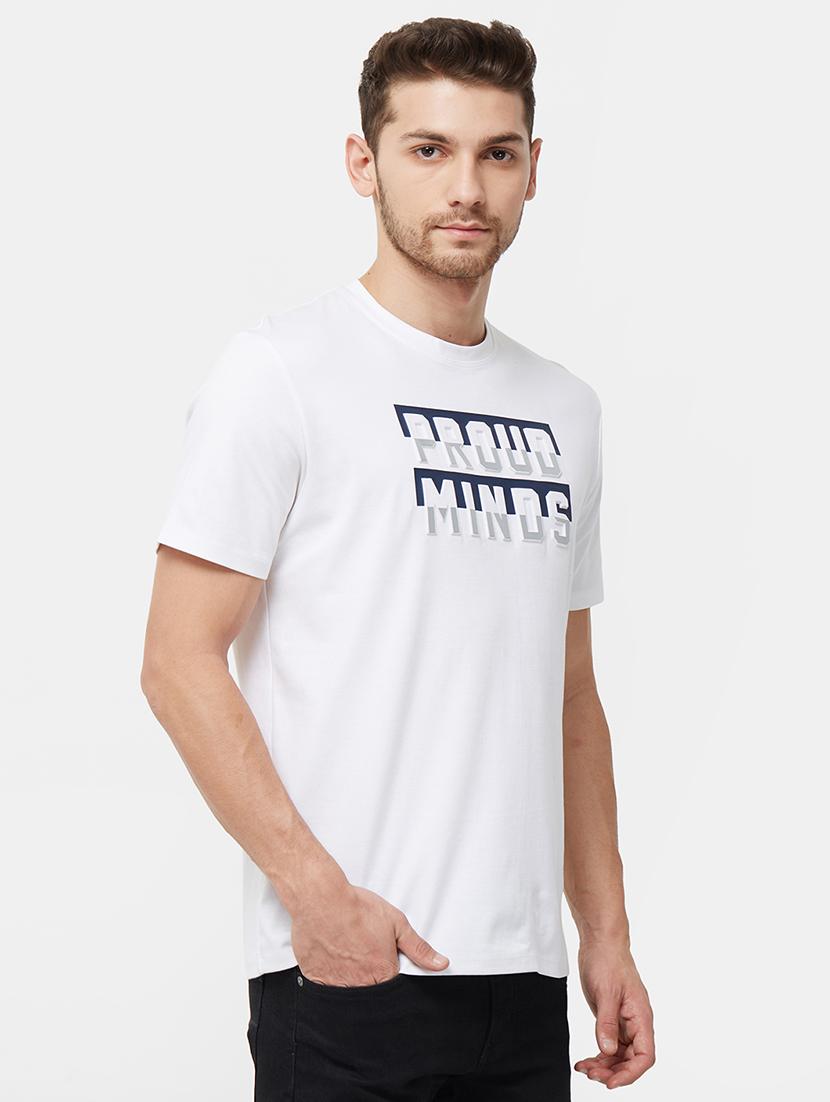 white typographic chest print t-shirt - 16099997 - Zoom Image - 2