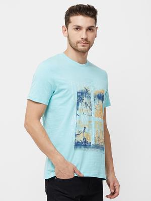 blue front print t-shirt - 16100011 - Standard Image - 2