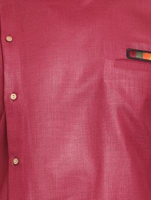 red cotton asymmetric kurta - 16100066 - Standard Image - 5