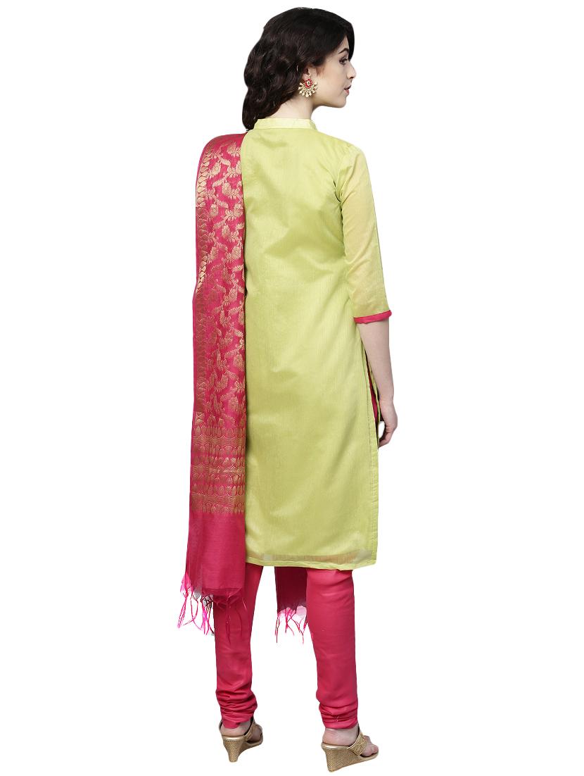 embroidered unstitched churidaar suit - 16100677 - Zoom Image - 2