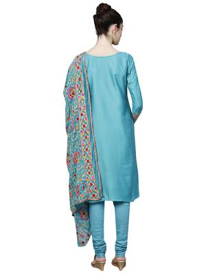floral embroidered unstitched straight pant suit - 16100683 - Standard Image - 2