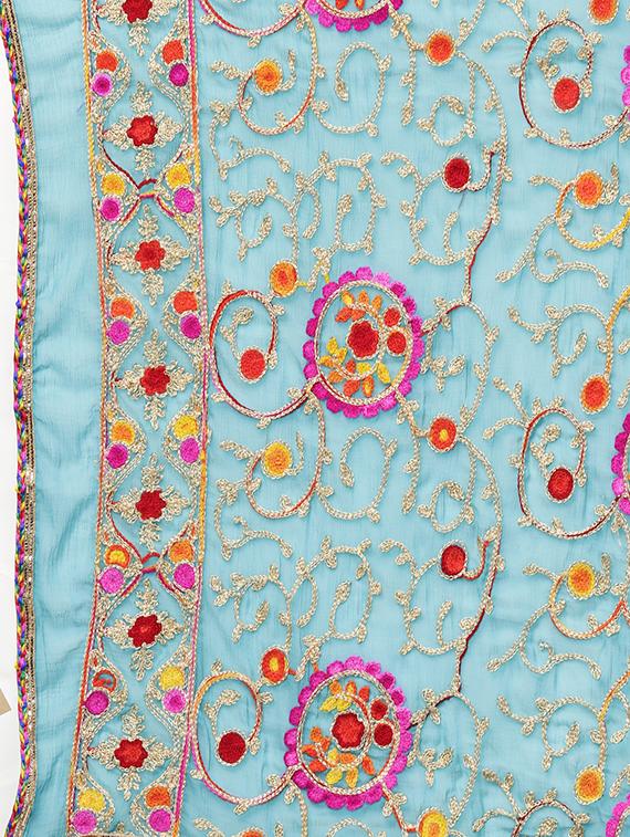 floral embroidered unstitched straight pant suit - 16100683 - Zoom Image - 5