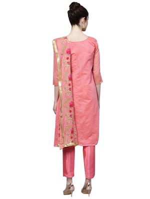 floral embroidered unstitched straight pant suit - 16100684 - Standard Image - 2
