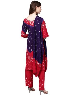 bandhani printed unstitched churidaar suit - 16100687 - Standard Image - 2