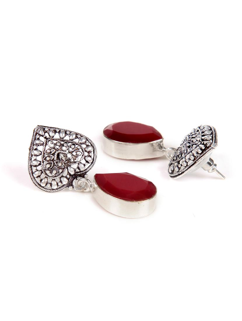 red metal drop earring - 16100772 - Zoom Image - 2