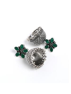 green metal jhumka earring - 16100789 - Standard Image - 2