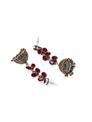 red metal jhumka earring - 16100827 - Standard Image - 2