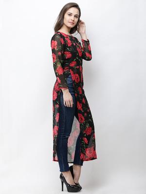 side slit floral tunic - 16100957 - Standard Image - 2