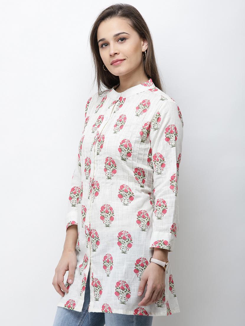pin tucked block print shirt tunic - 16100958 - Zoom Image - 2