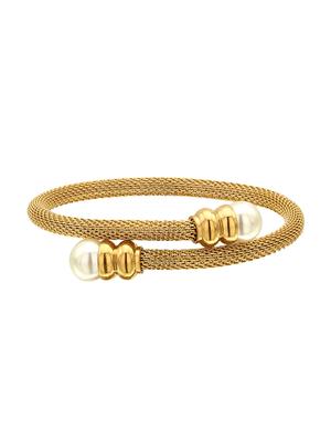gold satin less steel bangle bracelet - 16100962 - Standard Image - 2
