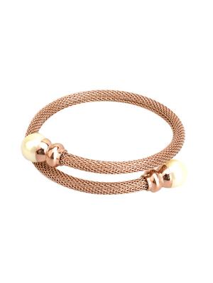 gold satin less steel bangle bracelet - 16100963 - Standard Image - 2