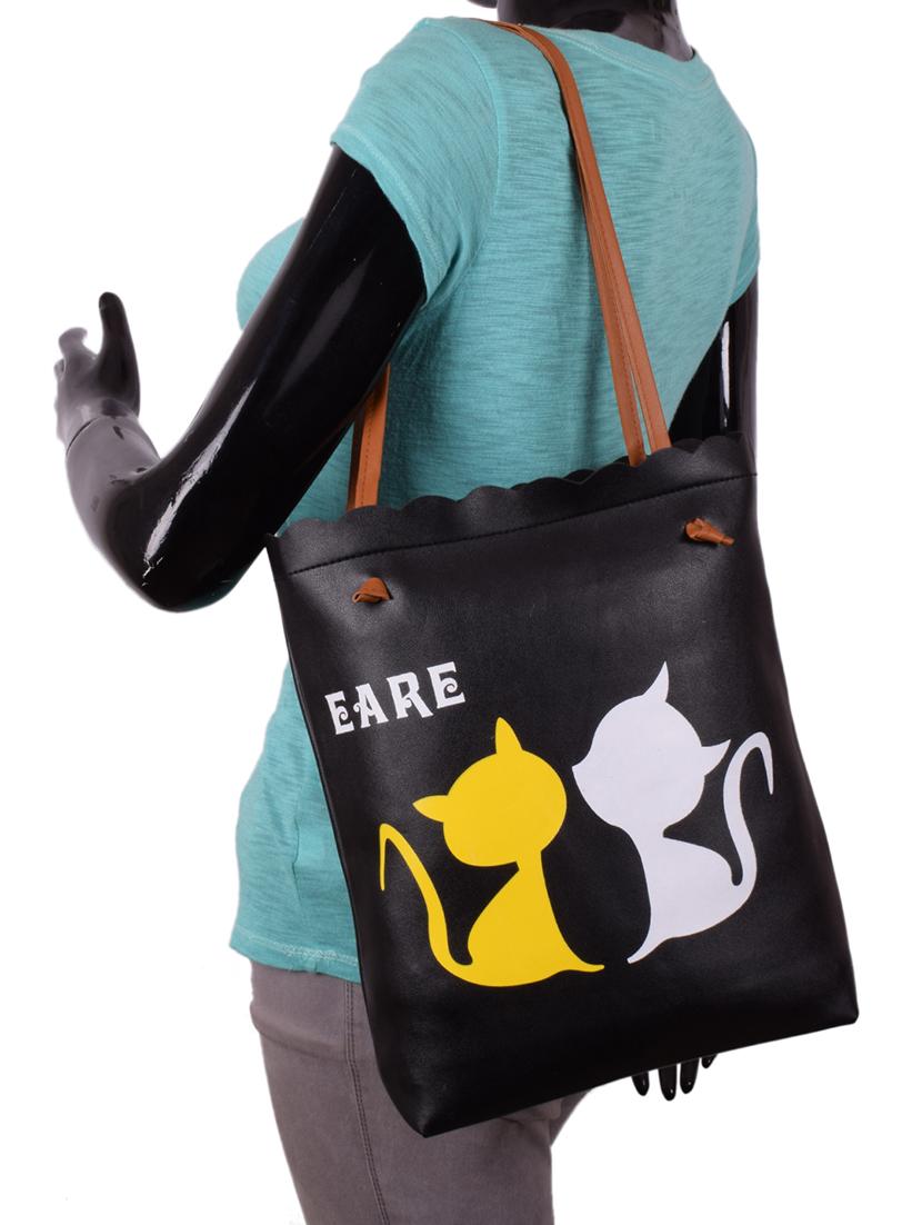 black leatherette (pu) regular shopping bag - 16101207 - Zoom Image - 5