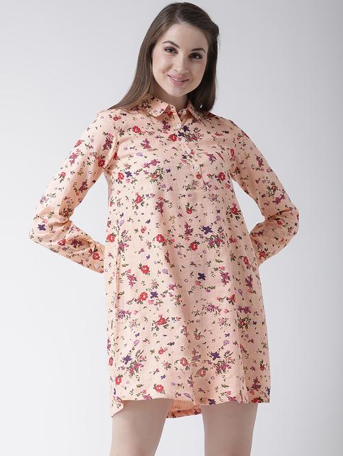 gathered back floral a-line dress - 16103444 - Standard Image - 1