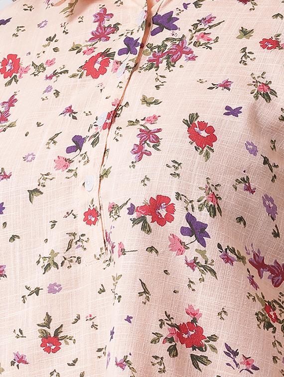 gathered back floral a-line dress - 16103444 - Zoom Image - 5