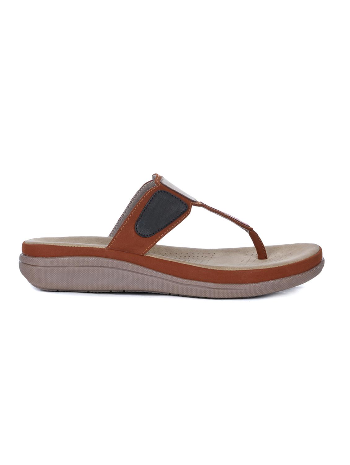 brown leatherette toe separator sandals - 16103649 - Zoom Image - 2