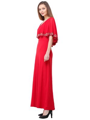 embellished cape detail maxi dress - 16104483 - Standard Image - 2