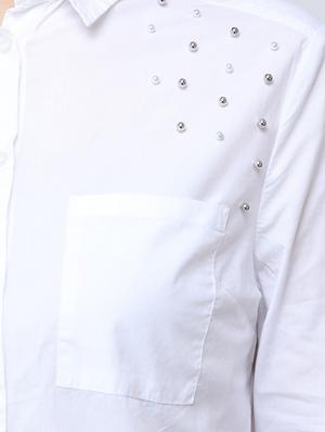 pocket patch pearl embellished shirt - 16104489 - Standard Image - 5