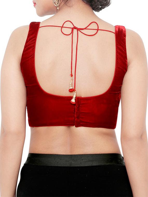 velvet solid blouse - 16105304 - Zoom Image - 2