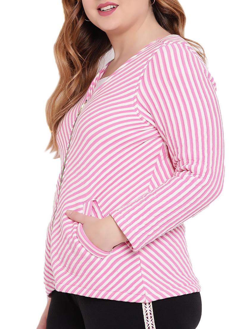 piped edge striped plus jacket - 16105504 - Zoom Image - 2