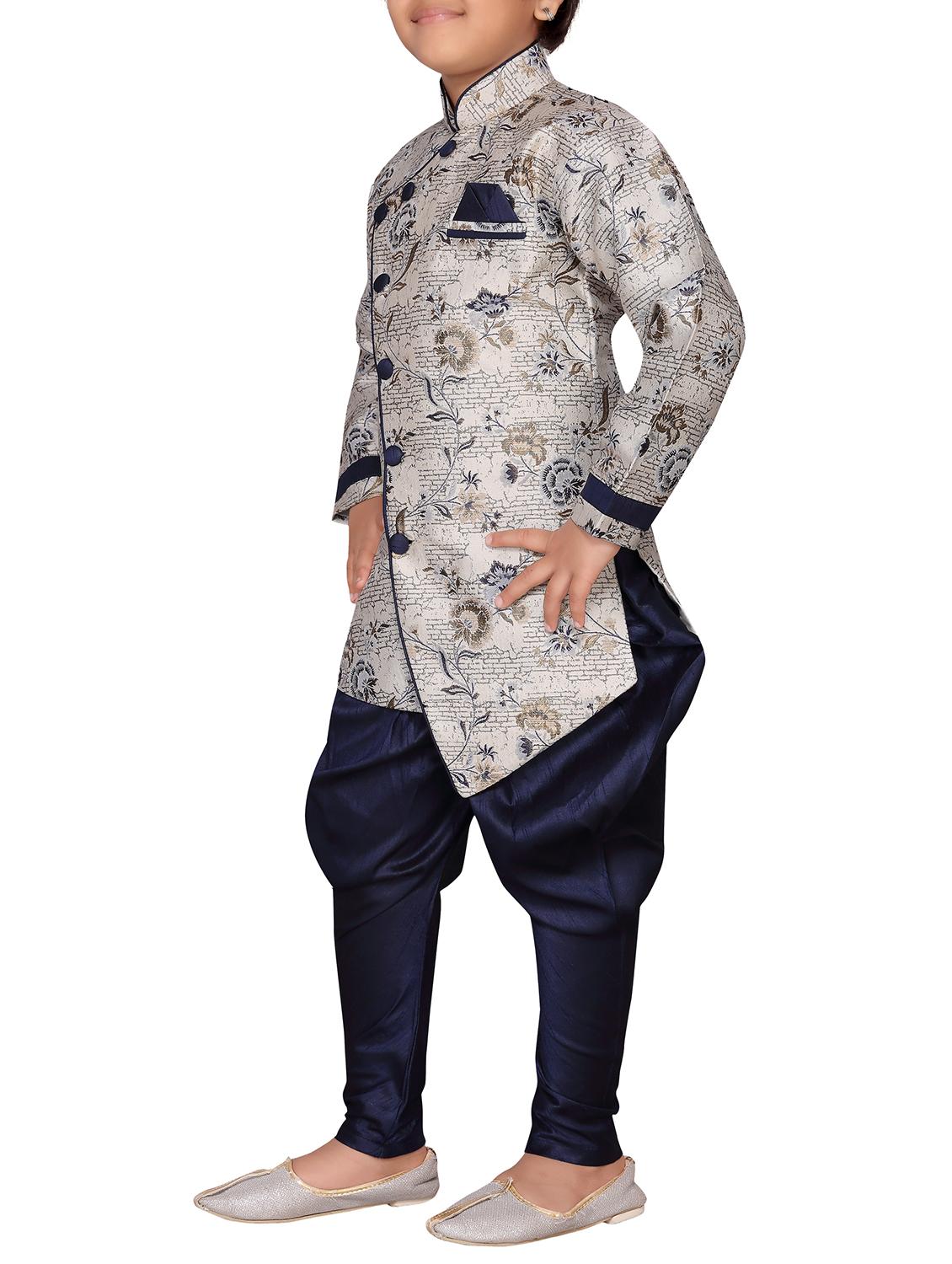 blue silk blend kurta set - 16105696 - Zoom Image - 2