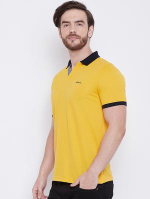 yellow solid collared t-shirt - 16105894 - Standard Image - 2
