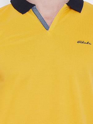 yellow solid collared t-shirt - 16105894 - Standard Image - 5