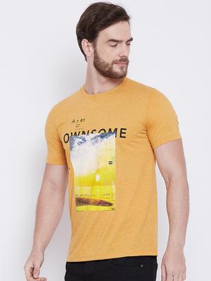 yellow chest print t-shirt - 16105906 - Standard Image - 2