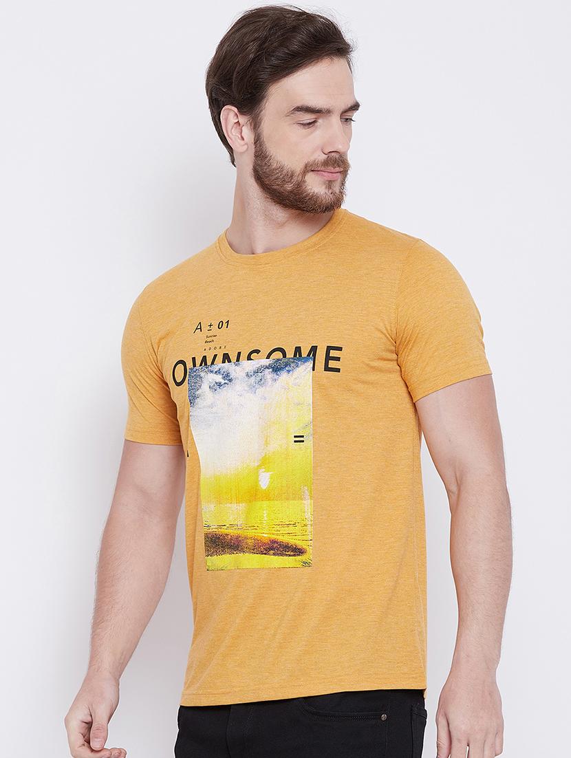 yellow chest print t-shirt - 16105906 - Zoom Image - 2