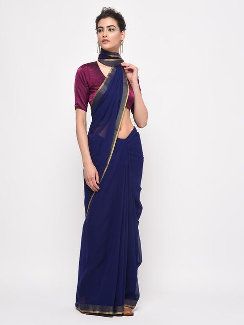 ruffle lace border fusion saree with blouse - 16106051 - Standard Image - 1
