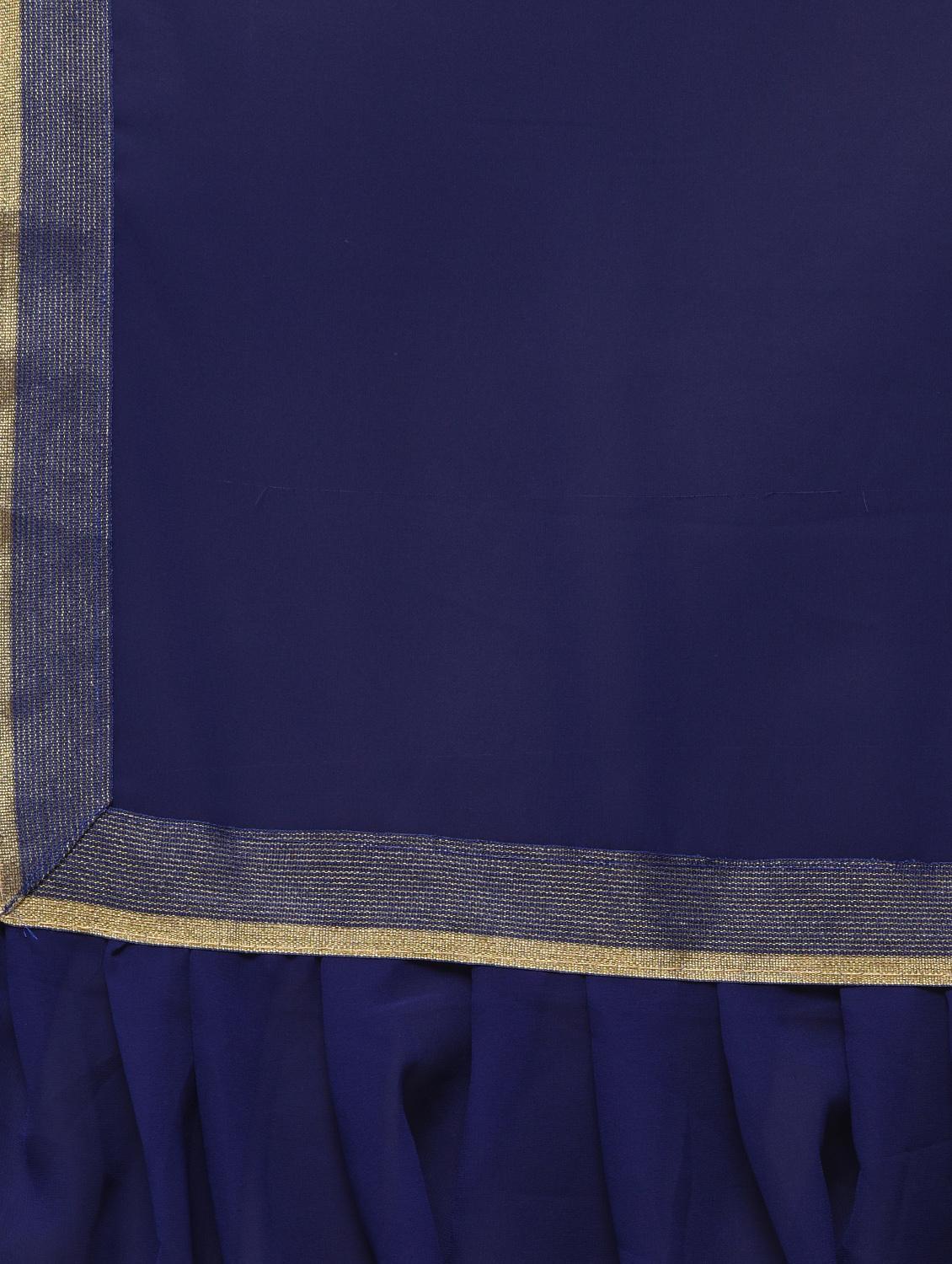 ruffle lace border fusion saree with blouse - 16106051 - Zoom Image - 5
