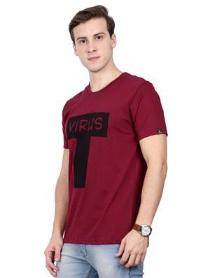 maroon typographic chest print t-shirt - 16106140 - Standard Image - 2