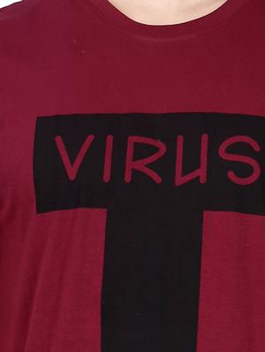 maroon typographic chest print t-shirt - 16106140 - Standard Image - 5