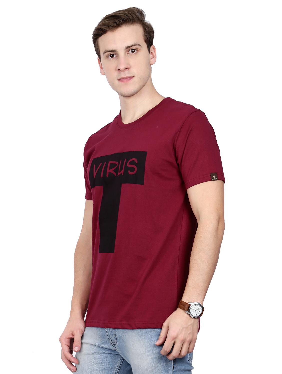 maroon typographic chest print t-shirt - 16106140 - Zoom Image - 2
