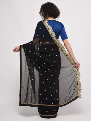 gold embroidered saree with blouse - 16106288 - Standard Image - 2