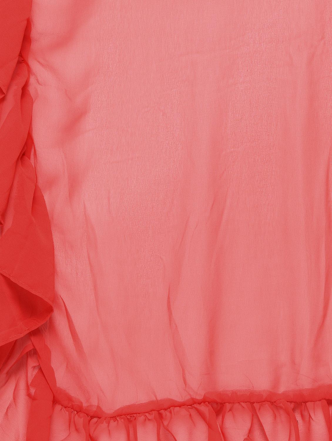 Ruffled plain saree with blouse - 16106325 - Zoom Image - 5