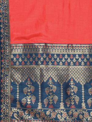 Woven bordered saree with blouse - 16106327 - Standard Image - 5