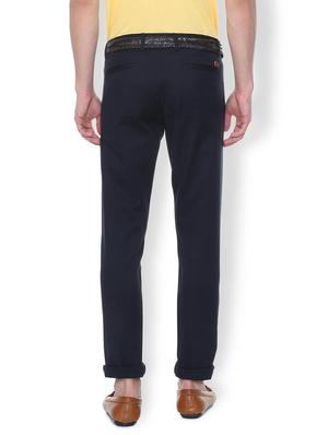 navy blue solid chinos - 16106862 - Standard Image - 2