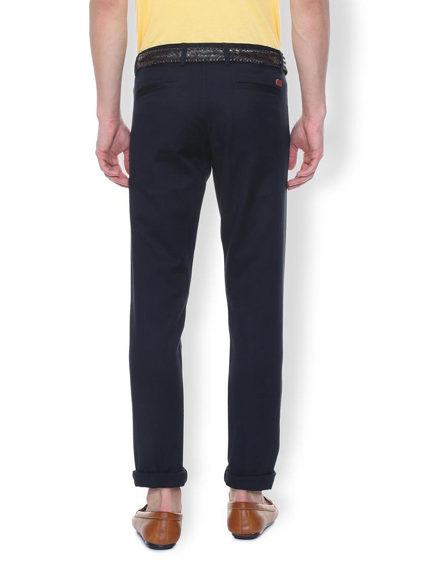 navy blue solid chinos - 16106862 - Zoom Image - 2