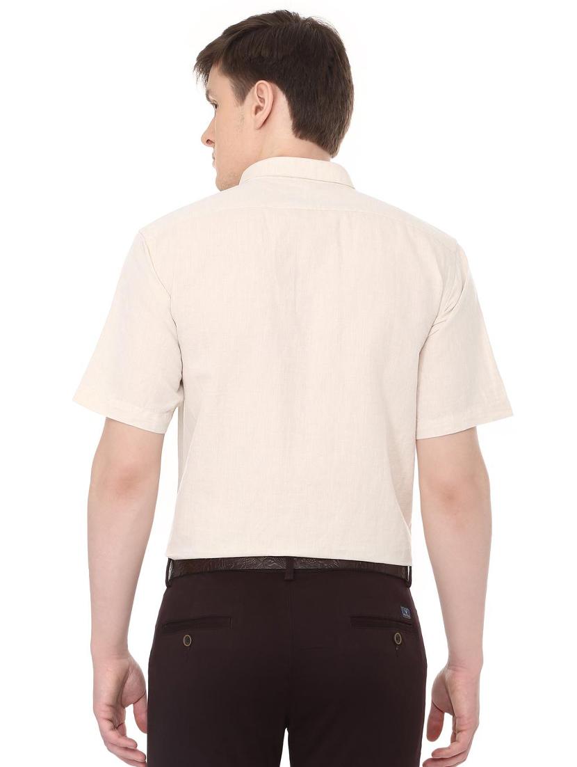 beige solid formal shirt - 16107013 - Zoom Image - 2