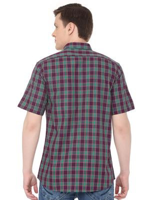 purple checkered casual shirt - 16107016 - Standard Image - 2