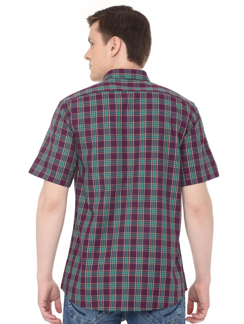 purple checkered casual shirt - 16107016 - Zoom Image - 2